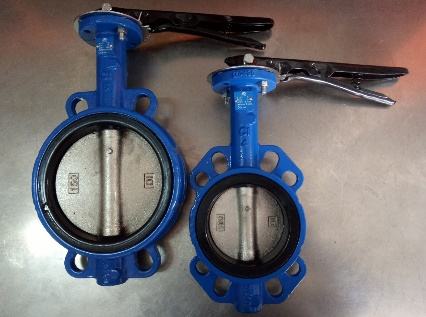 Two blue butterfly valves