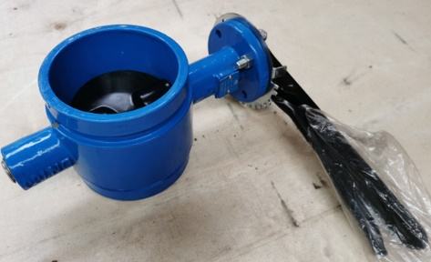 Blue grooved-end butterfly valve