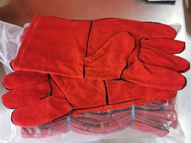 Red welding gloves